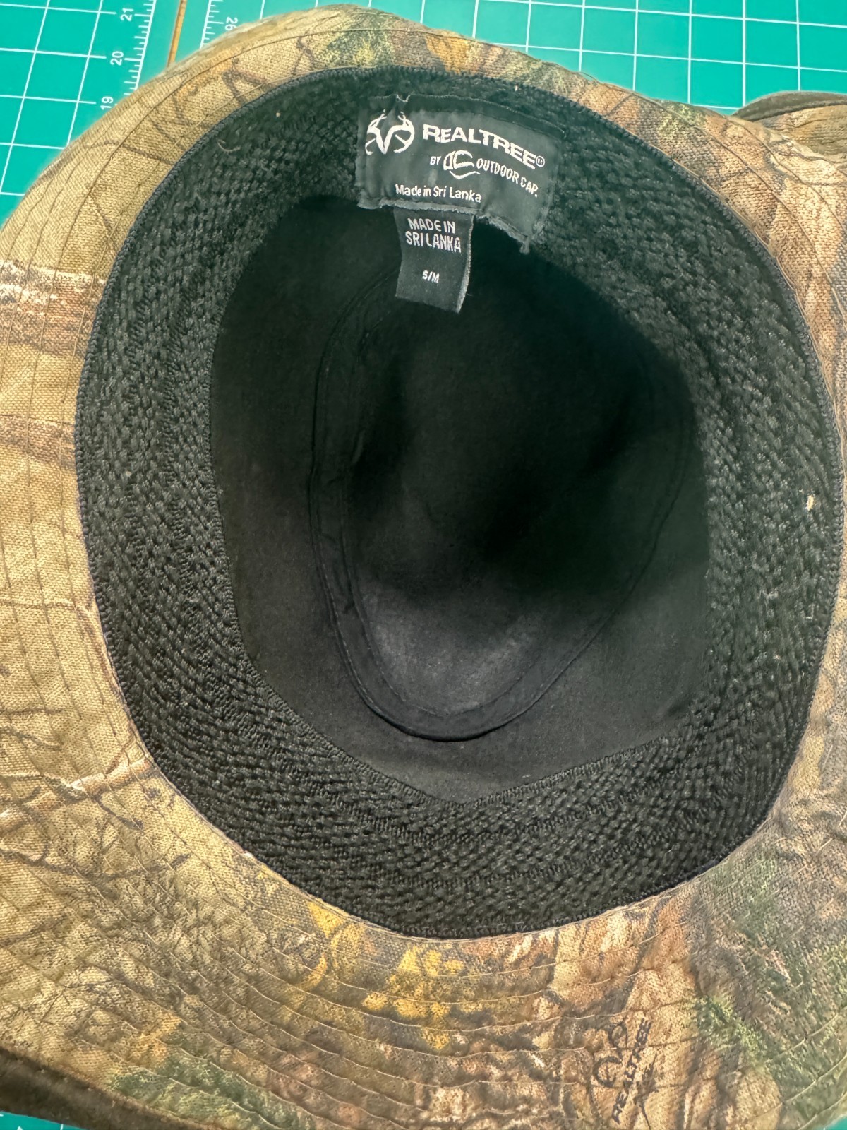 Realtree Hat FlexibleLeather Camo Canvas Sweat Band Sz SMALL / MED Ranch Western