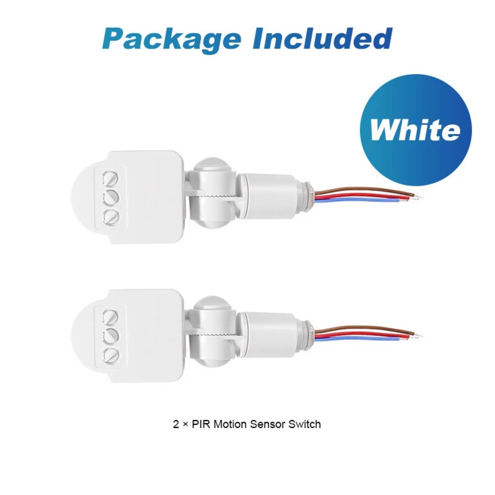 2pcs PIR Motion Sensor Switch Wall Light Switch For 180°Detection Angle