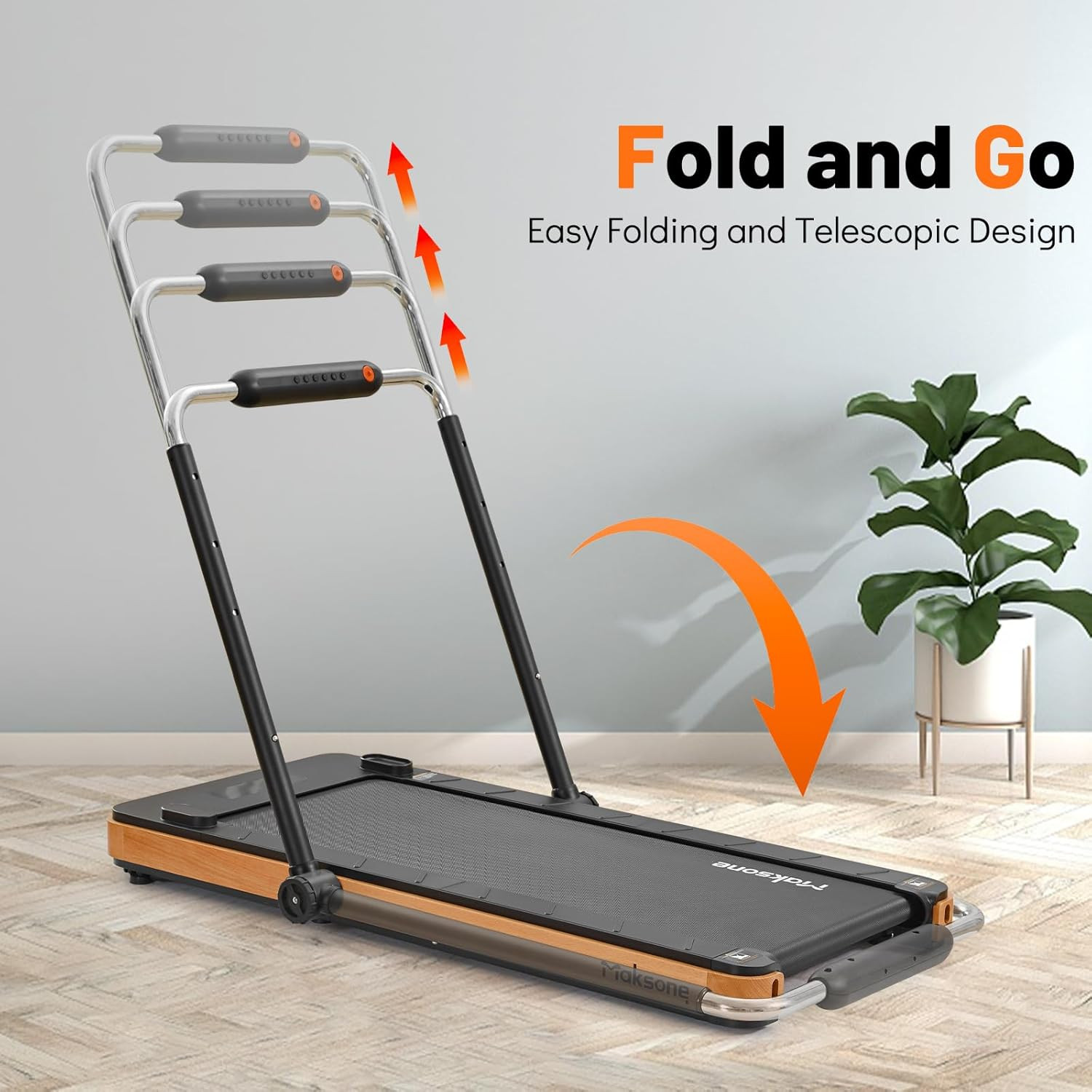 Compact Folding Walking Pad with Adjustable Handlebar and Remote Control