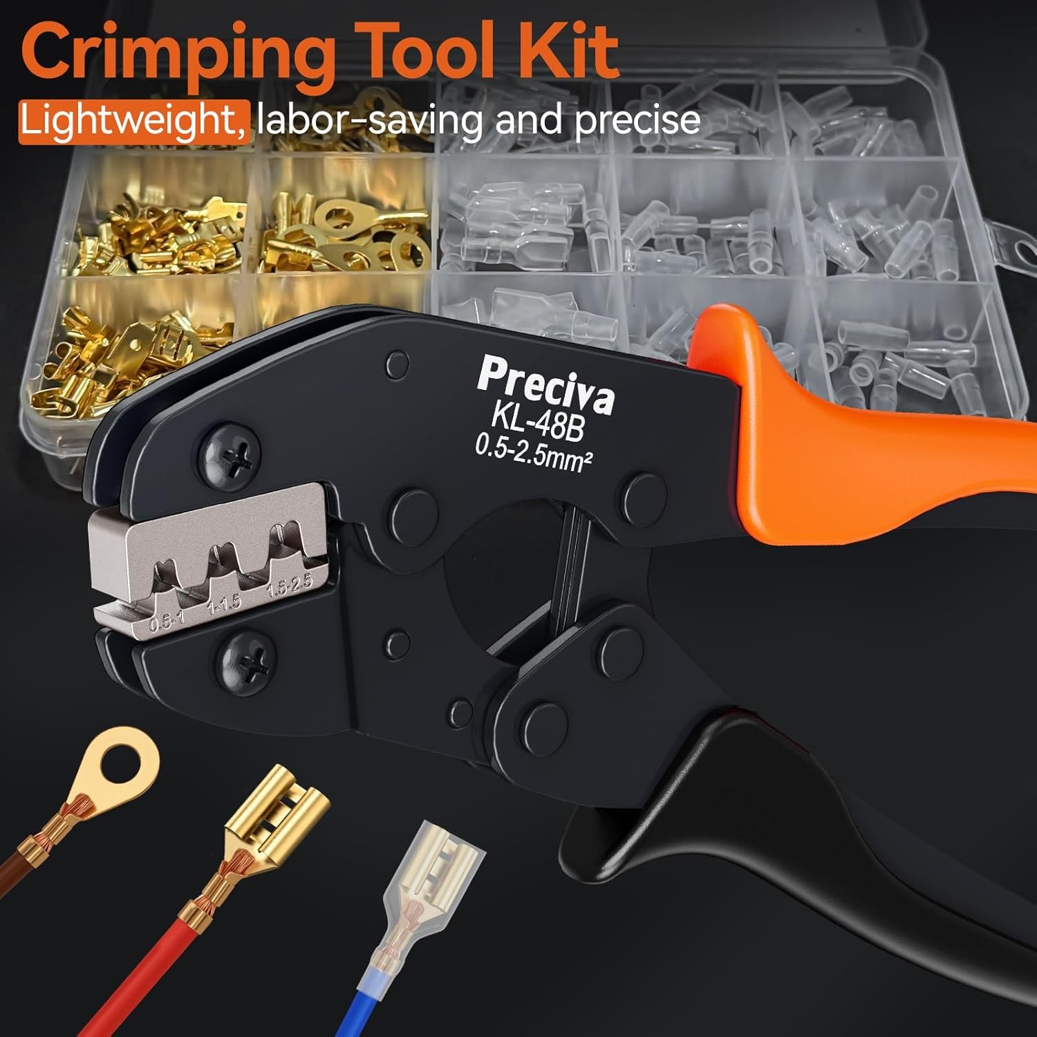 Terminal Crimper Tool Kit, Professional Ratcheting Wire Crimping Tool with AWG
