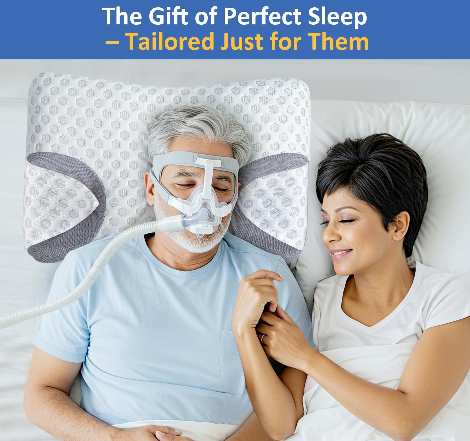 CPAP Pillow for Side Sleepers – Fits All CPAP Mask Types – Adjustable Memory Foa