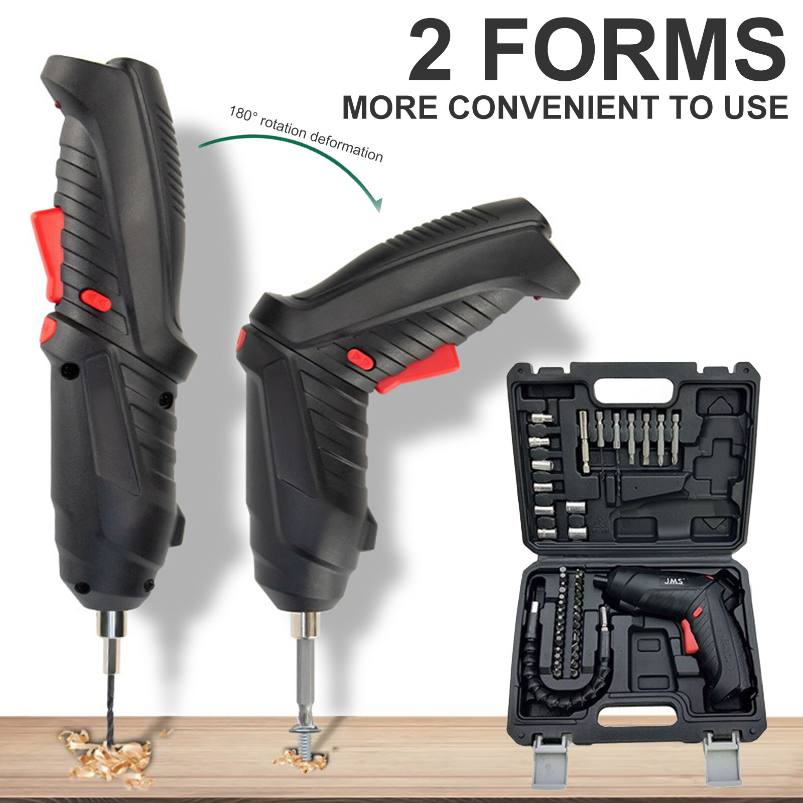 47PCS Electric Screwdriver Rechargeable Mini Drill 3.6V Cordless Power Tools Set