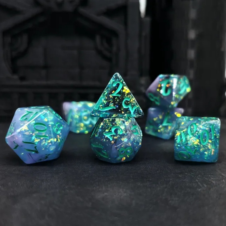 🍃✨Emerald Grove Dice Set | RPG DnD Dungeons Dragons AD&D Pathfinder d20