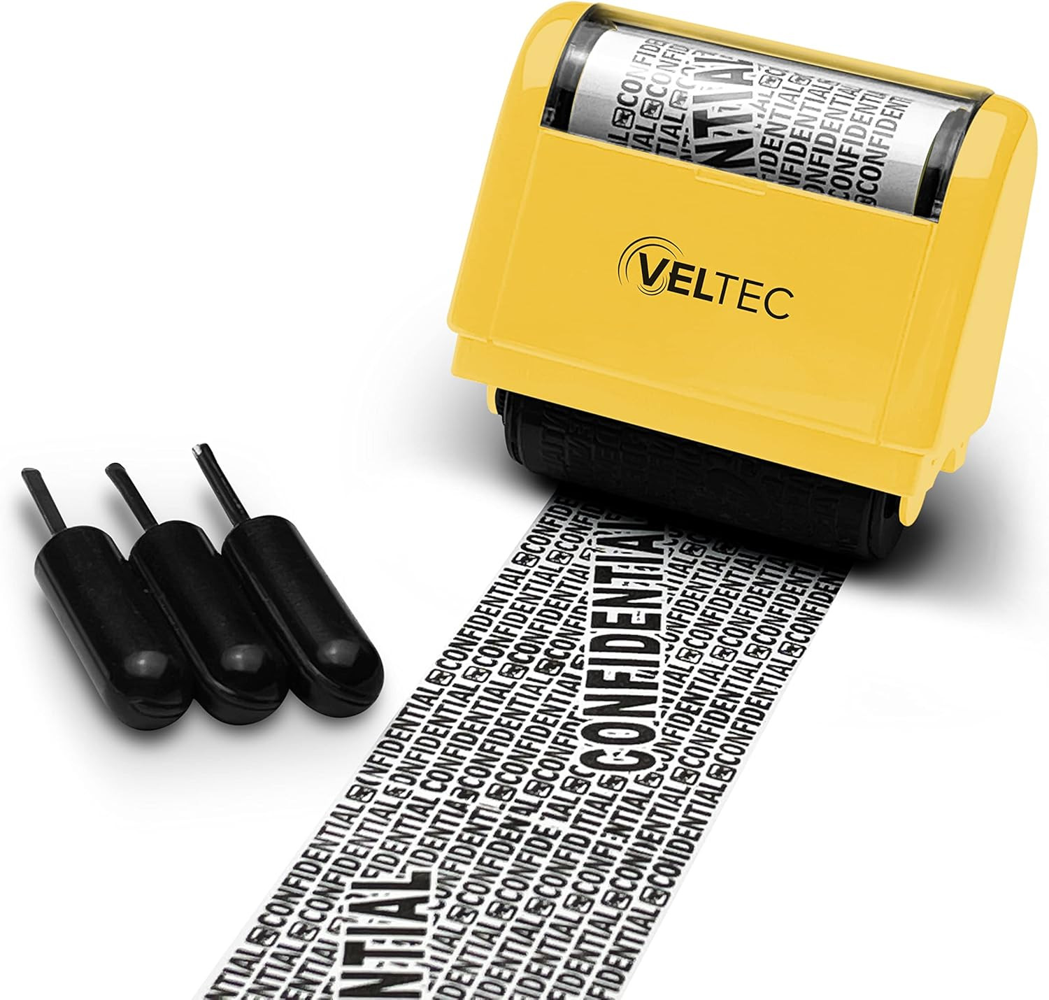 ID Protector Ink Roller - Identity Theft Protection Roller Stamp (Yellow, Stamp+