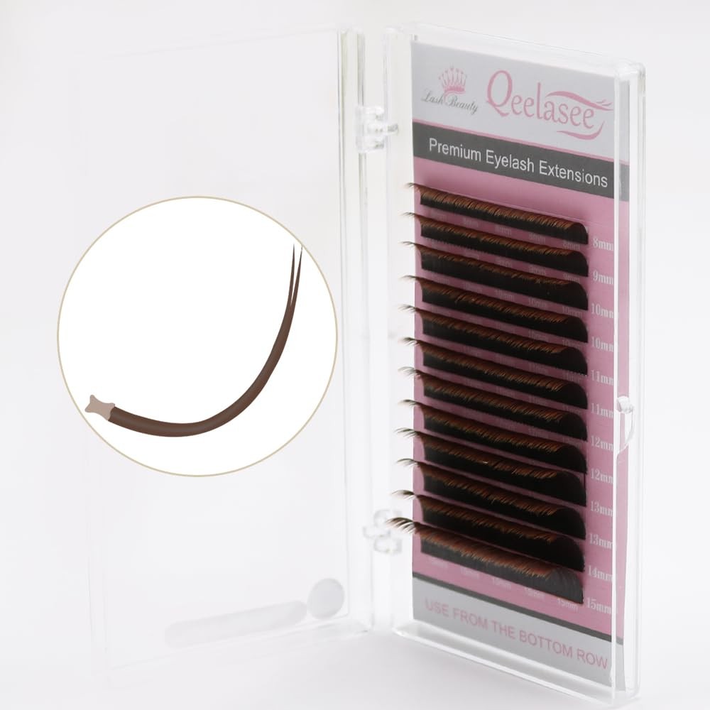 Double Tips Flat Ellipse Eyelash Extensions Supplies 0.20 curl Mix8-15mm Brow...