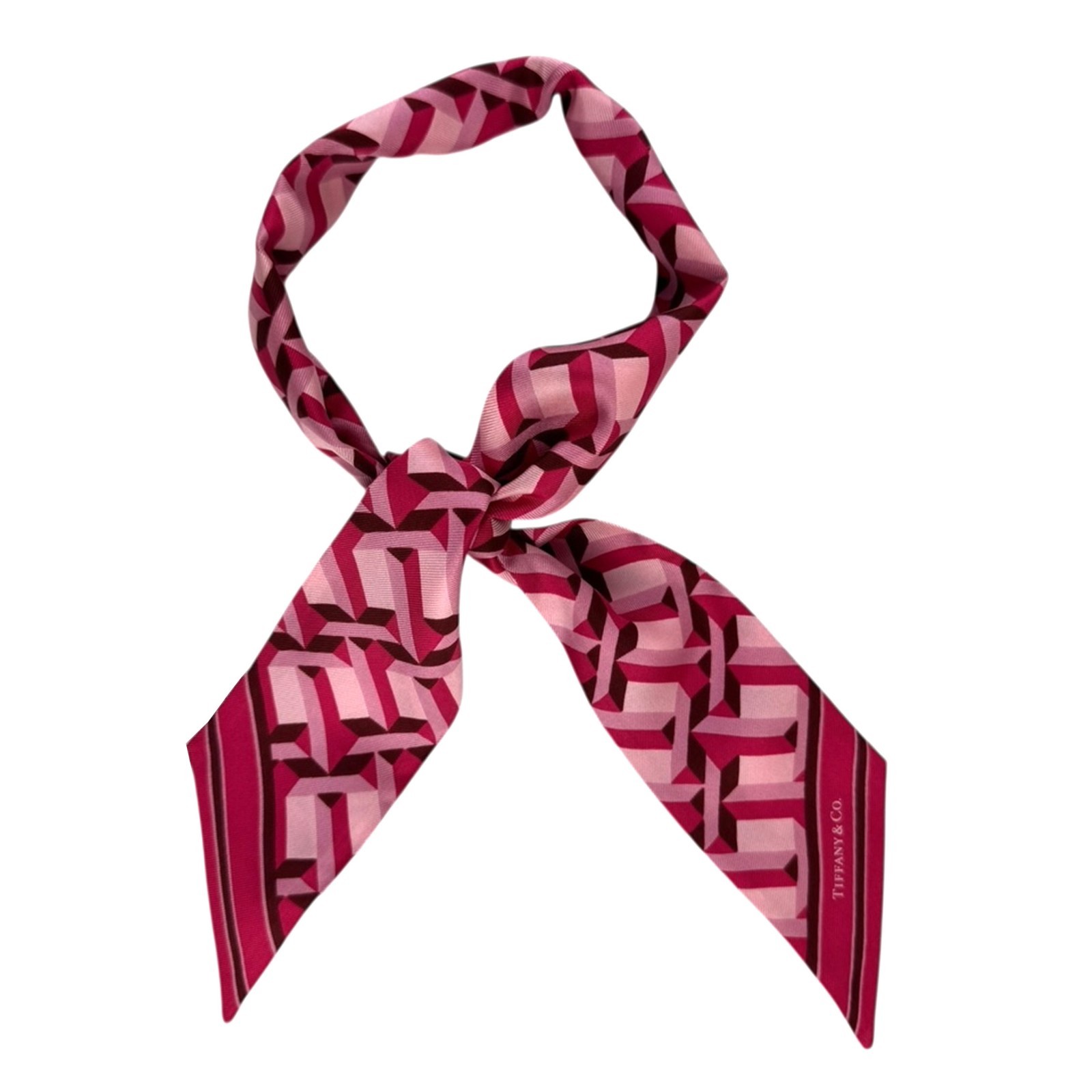100% New TIFFANY & CO Small Skinny Scarf True T Pink Fuchsia 251192