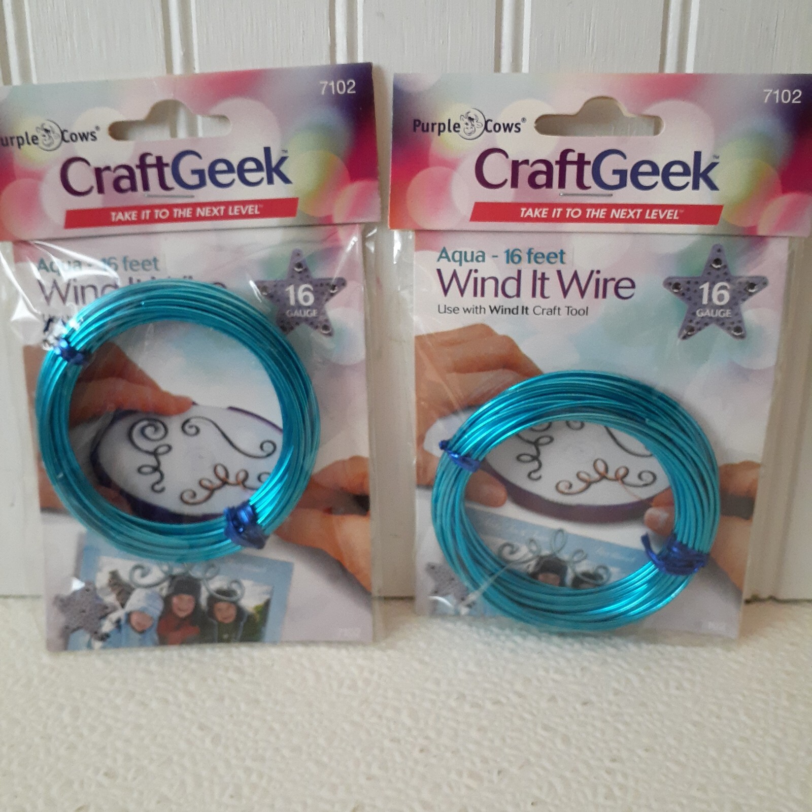 2 Packs CraftGeek Aqua 16 Ft, 16 Gauge "Wind it Wire" #7102