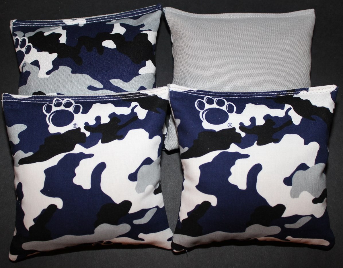 4 CORNHOLE BEANBAGS made w PENN STATE LIONS Fabric ACA Reg Bags, Top Quality!