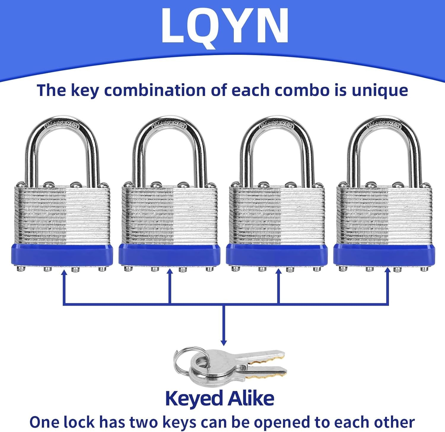Padlocks with Same Key 6 Pcs Laminated Keyed Padlock 40mm Keyed Alike Set