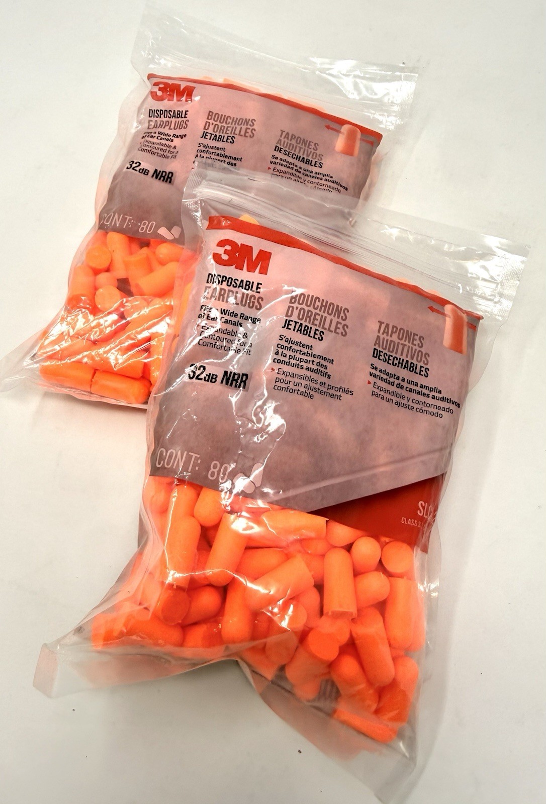 *2 BAGS* 3M Disposable EAR PLUGS Protection Nrr 32dB 92800H80 160 Pairs *SEALED*