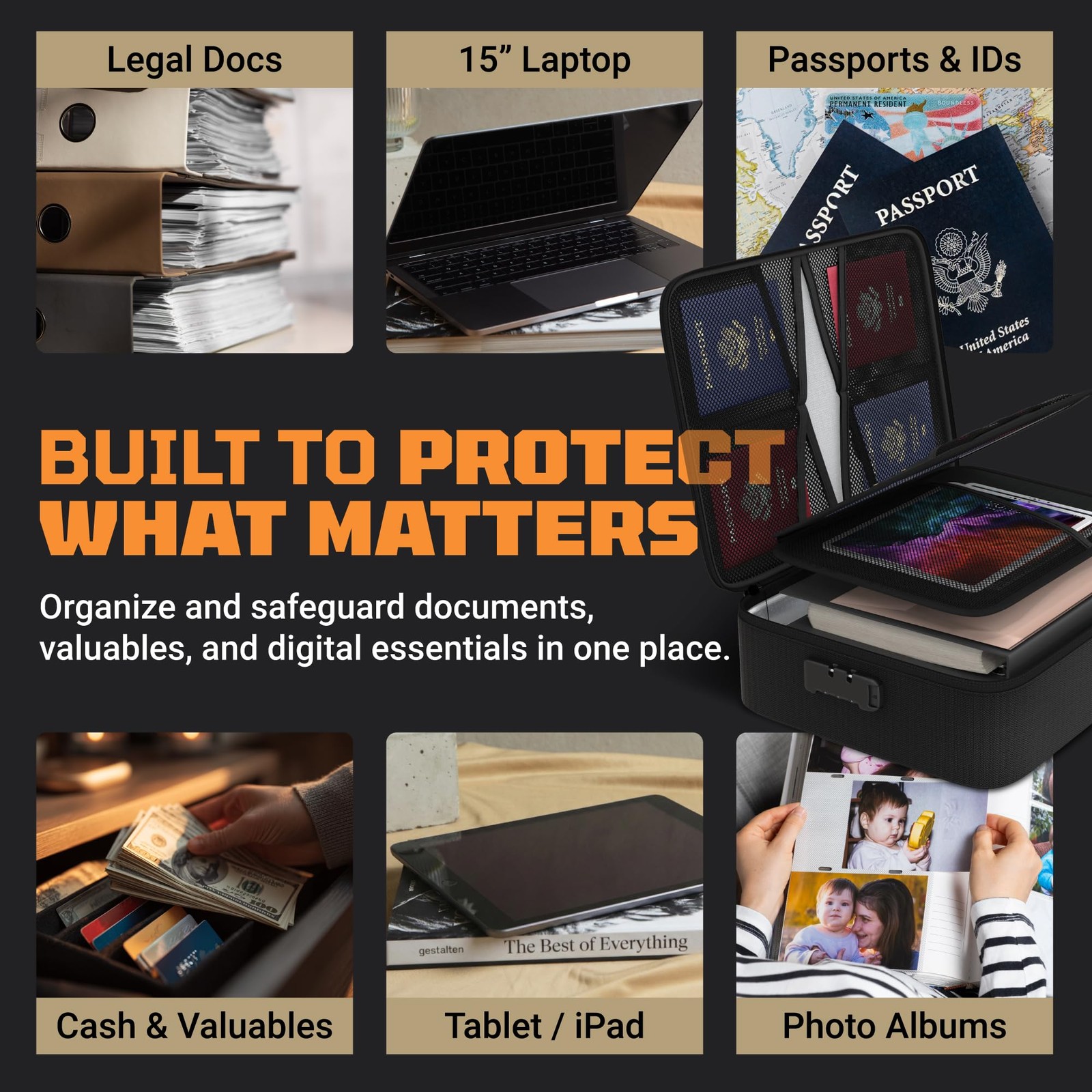 FIRESHIELD PRO 5200°F Fireproof Document Box with Lock – Fire Safe Organizer...