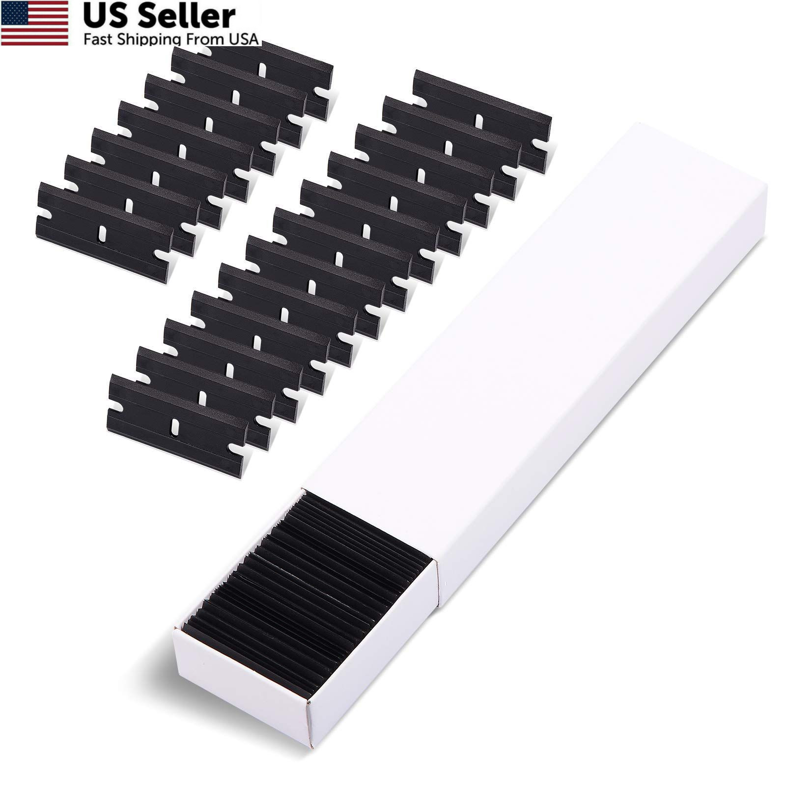 EHDIS Razor Blades 100 PCS Double Edged Plastic Blade for Safety Glass Black
