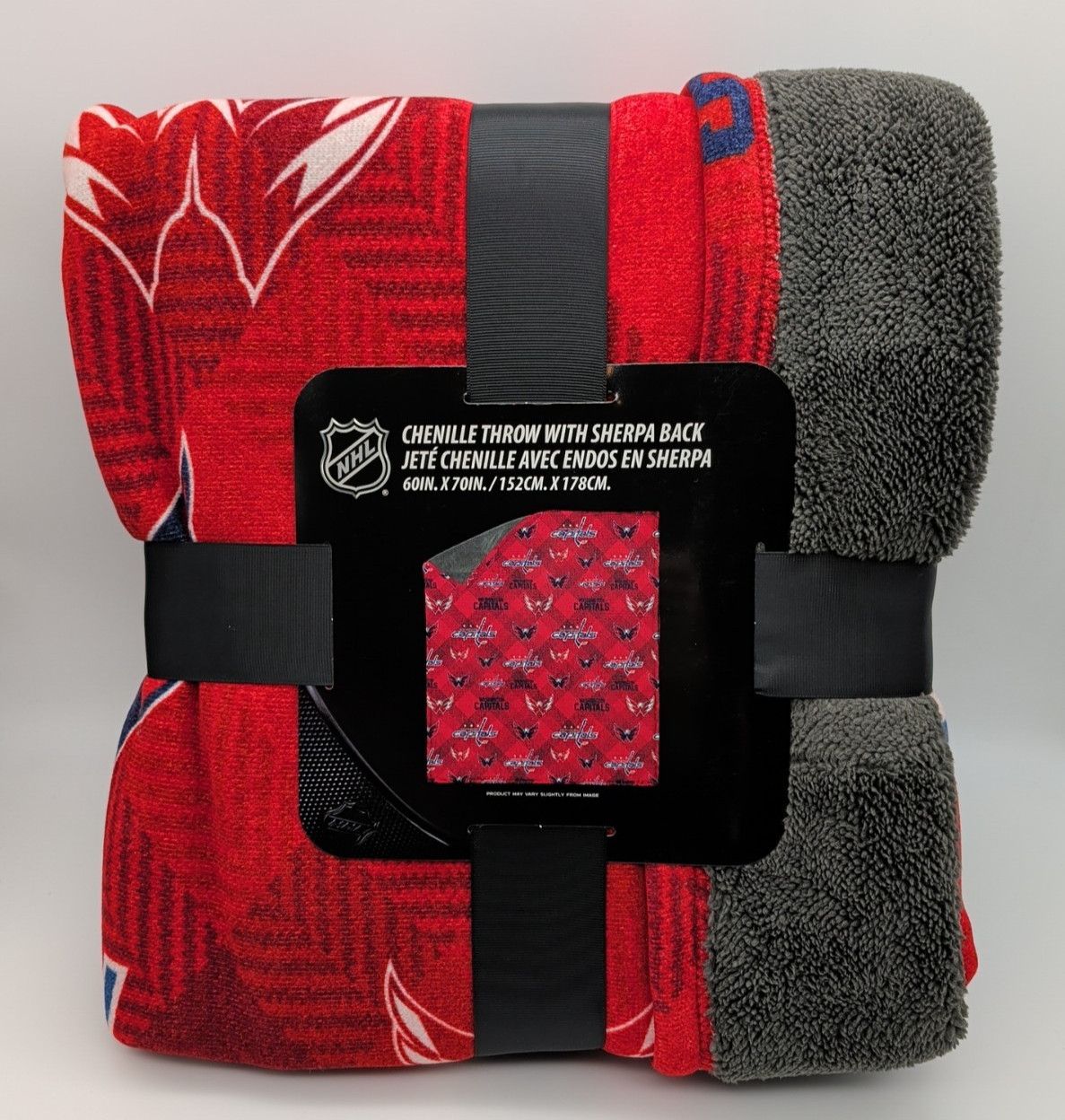 New 60x70 NHL Washington Capitals Soft Chenille Throw Blanket with Sherpa Back