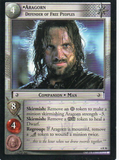 Lord of the Rings CCG - EOF - Aragorn Defender of Free Peoples #50 Rare