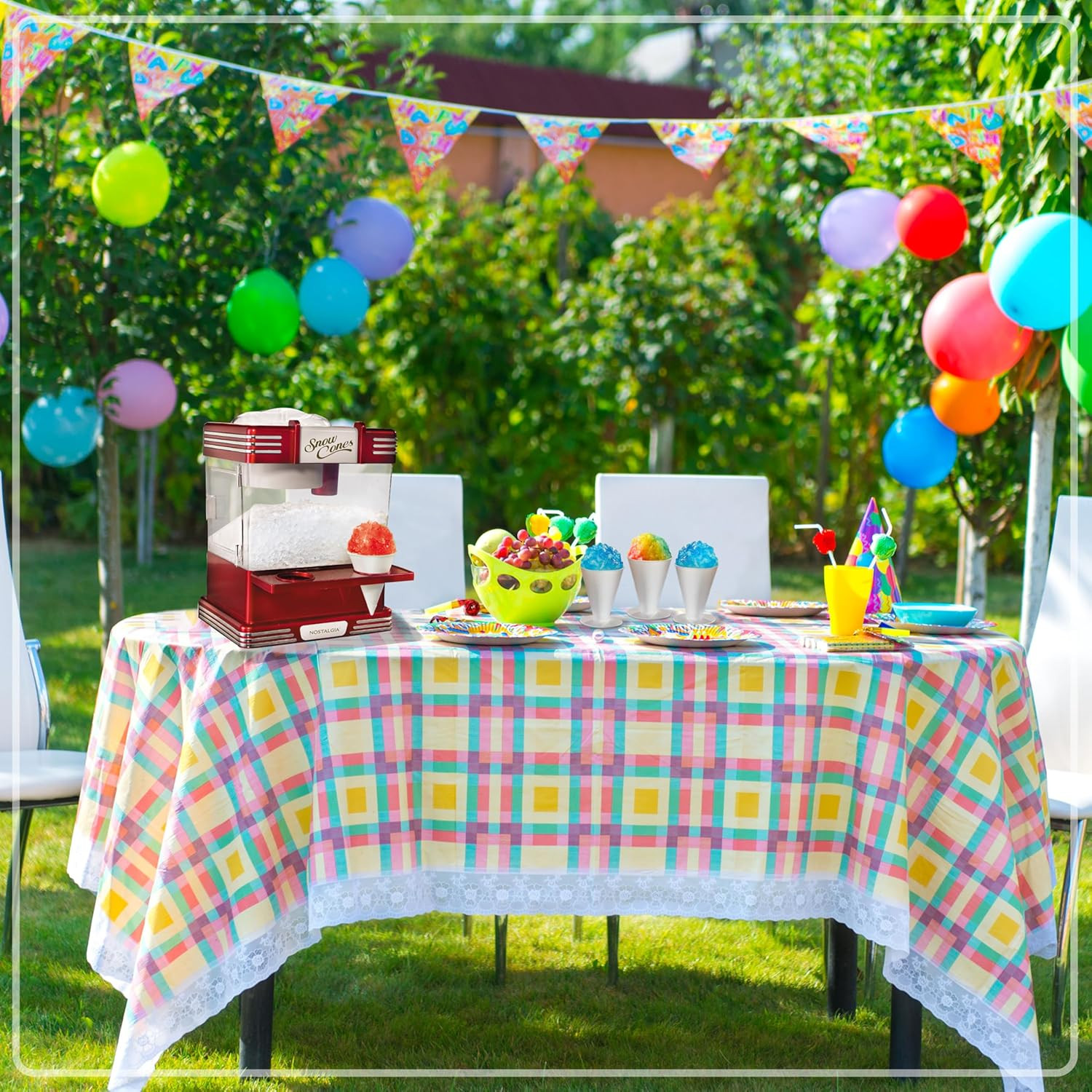 Snow Cone Shaved Ice Machine - Retro Table-Top Slushie Machine Makes 20 Icy Trea