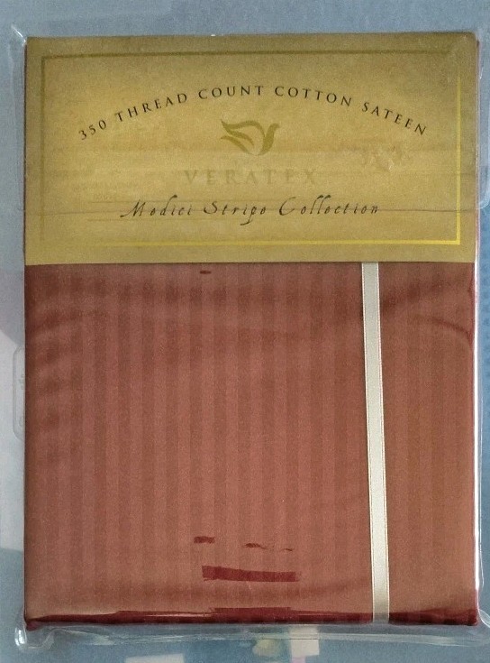 Veratex Medici Stripe Coll. Cinnabar Standard Pillowcase Pair 20 X 30" 350 TC