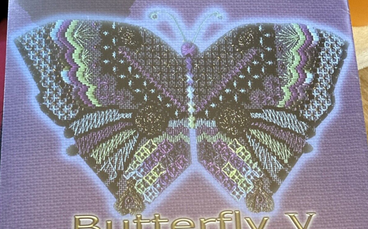 Vtg Rare Northern Pine Designs Butterfly V Needlepoint 2001 Design