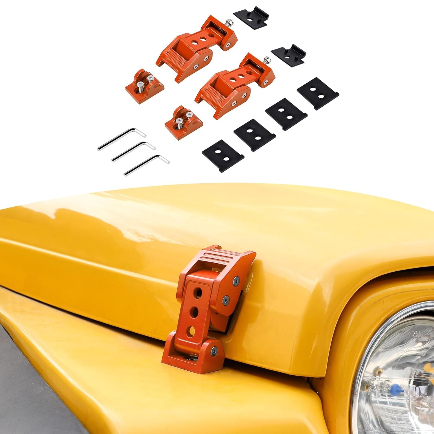RT-TCZ for Wrangler TJ Hood Latches Catch Kit 2 inches x 3 inches, Orange