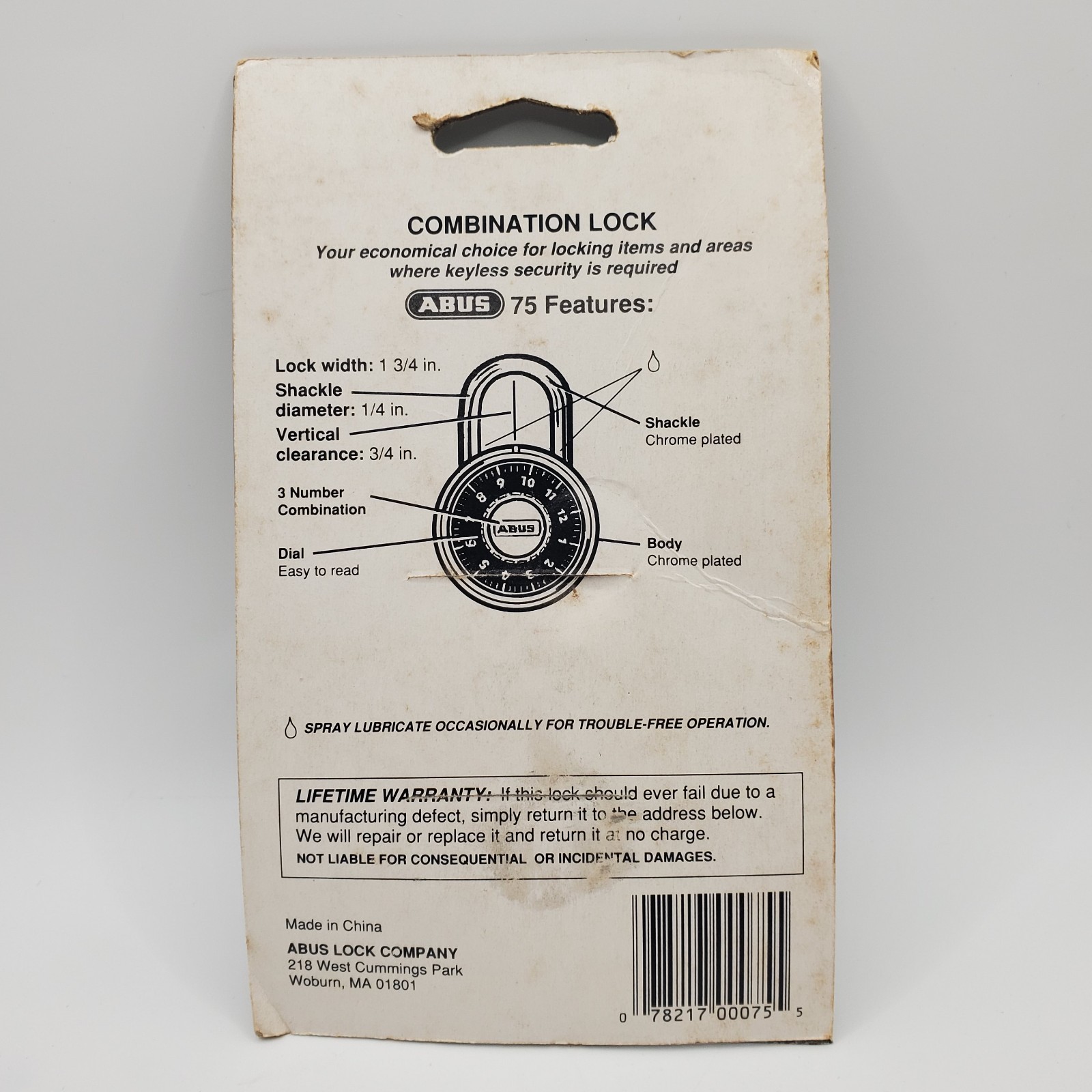 ABUS 75/45C Combination Padlock Round Silver New Old Stock