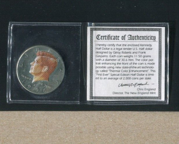 Roberts/Gasparro "Thermal Color Enhancement" JOHN F. KENNEDY HALF DOLLAR  1996p
