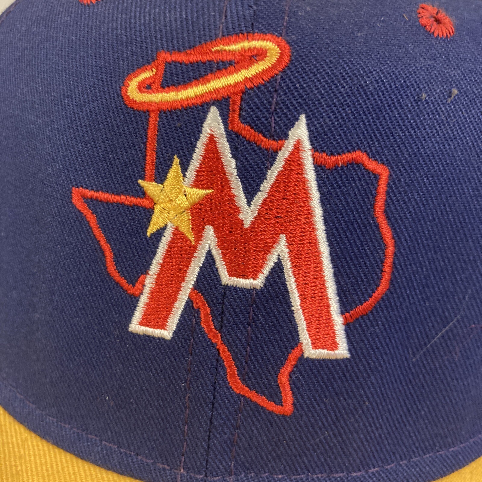 Vintage MiLB Midland Angels Pro Line USA 7-1/2 90s Yellow Brim Alt Colors