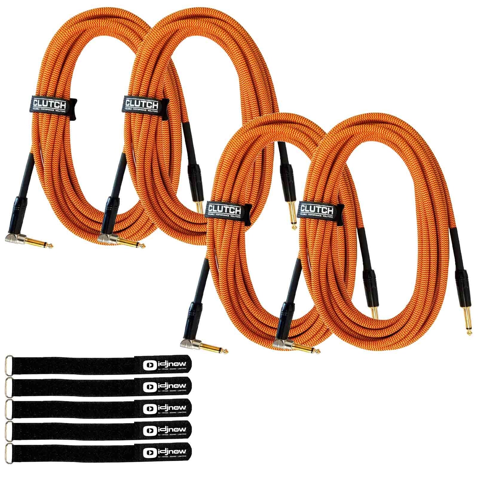 20 ft 1/4" Male Instrument Guitar Bass Amp Orange Tweed Gold Tip Cable Cord 4 Pk