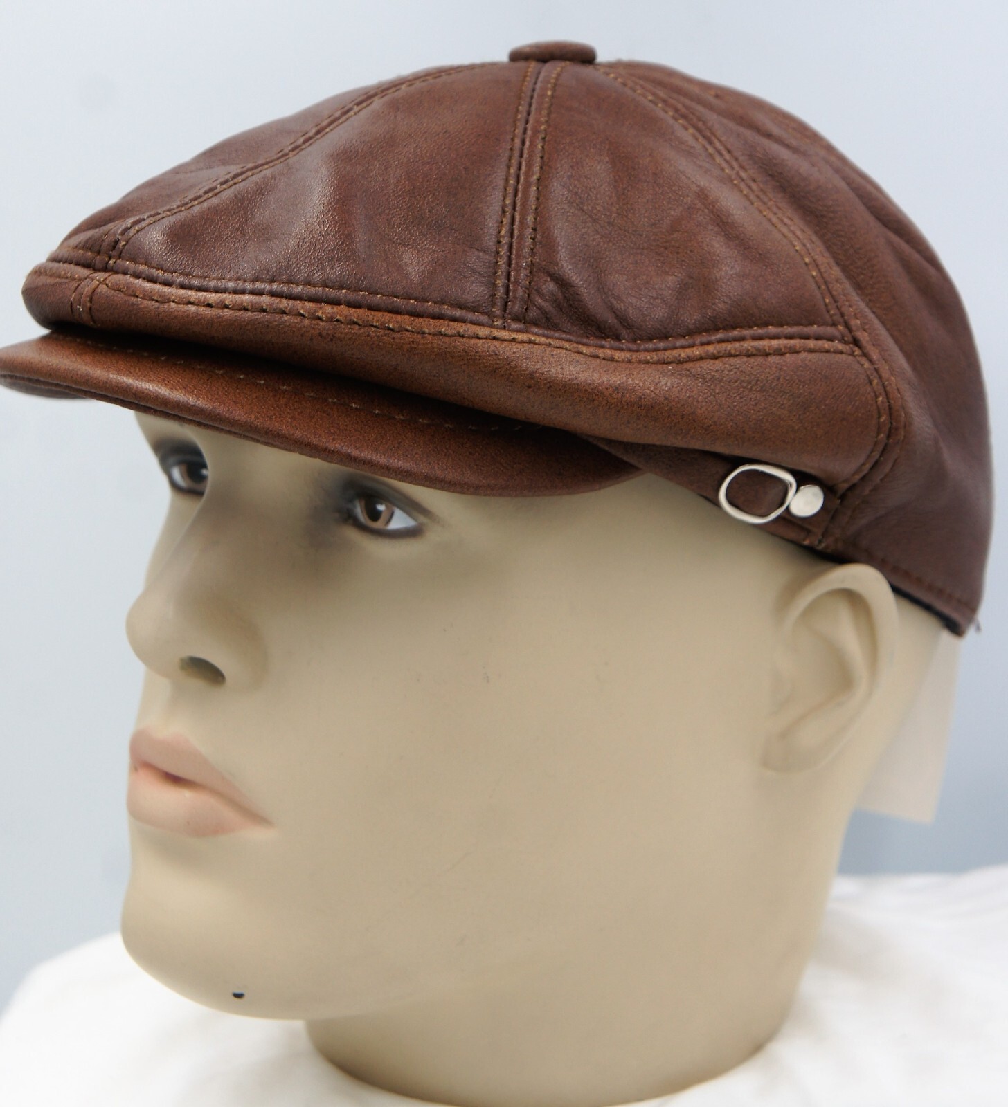 Whiskey Real LEATHER Men Gatsby Newsboy Ivy Hat Golf Driving Flat Cabbie S-3XL