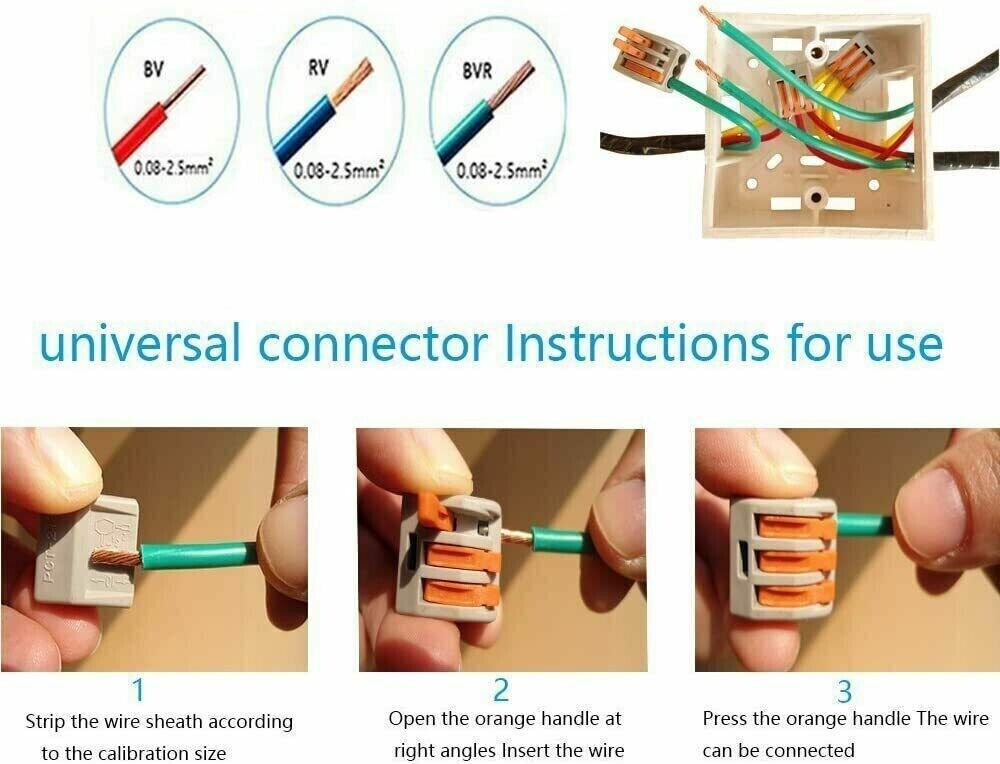 60X Reusable Electrical Connectors Wire Block Clamp Terminals Cable For Wago 222