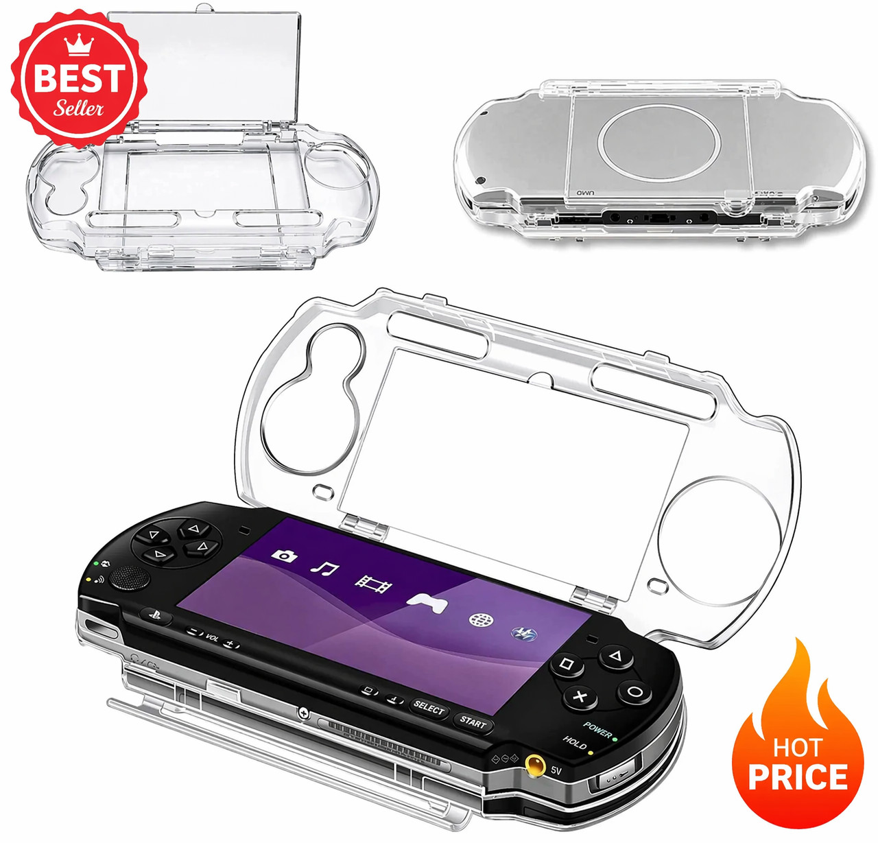 Clear Hard Case for PSP 2000/3000 Full Cover Protector with Clear Display.