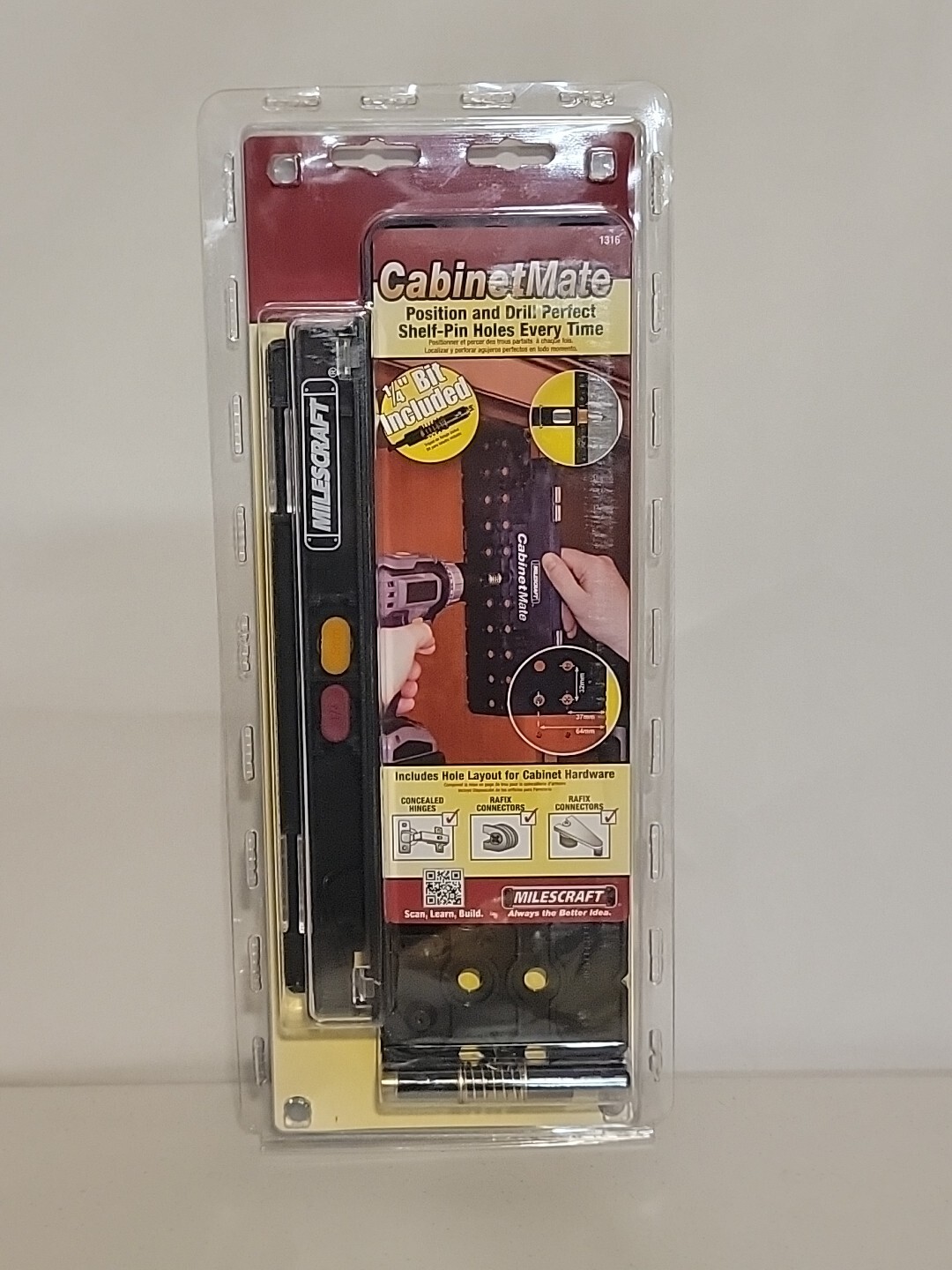 CabinetMate 1316 Shelf Pin Drilling Jig Includes 1/4 in. Bit