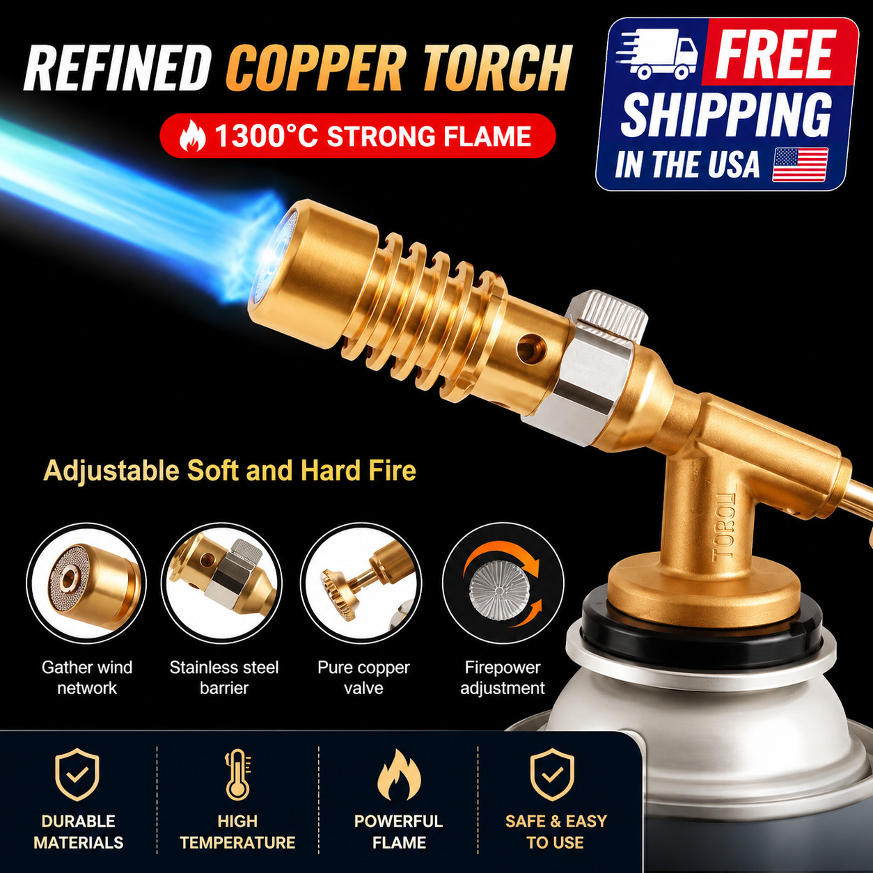 Butane Gas Blow Torch Burner Welding Auto Ignition Soldering BBq Flame Thrower