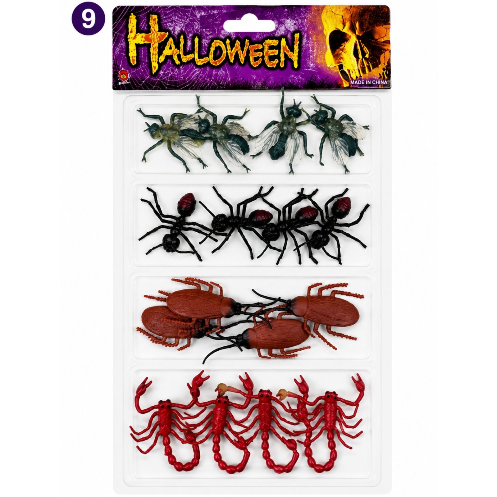 Creepy Crawly Pk 9 Fake Bugs & Insects Prank Novelty Life Like Plastic Toy Trick