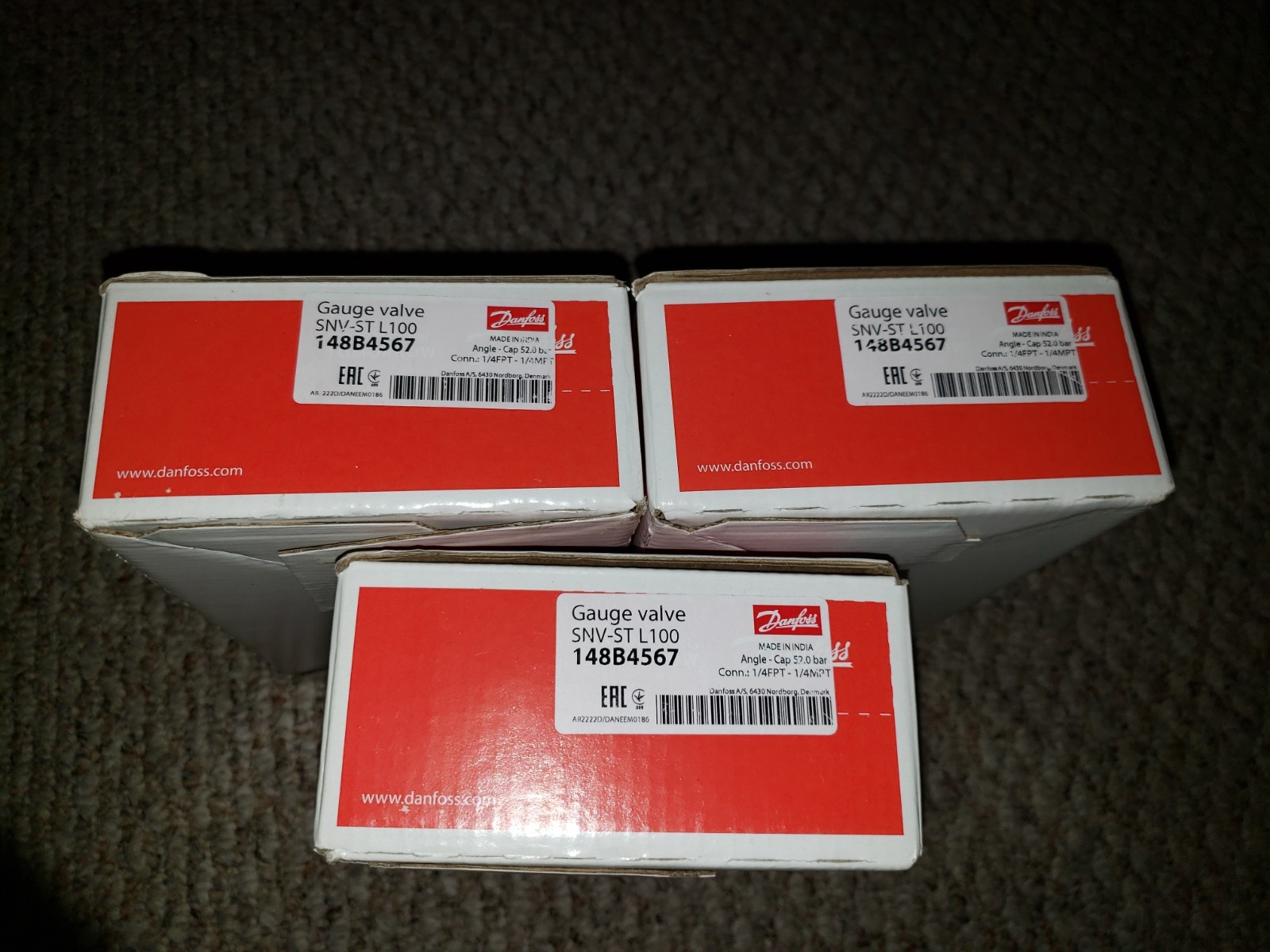 DANFOSS 148B4567 SNV-ST L100 Gauge Service Valve Lot Of 3 New Parker Hansen