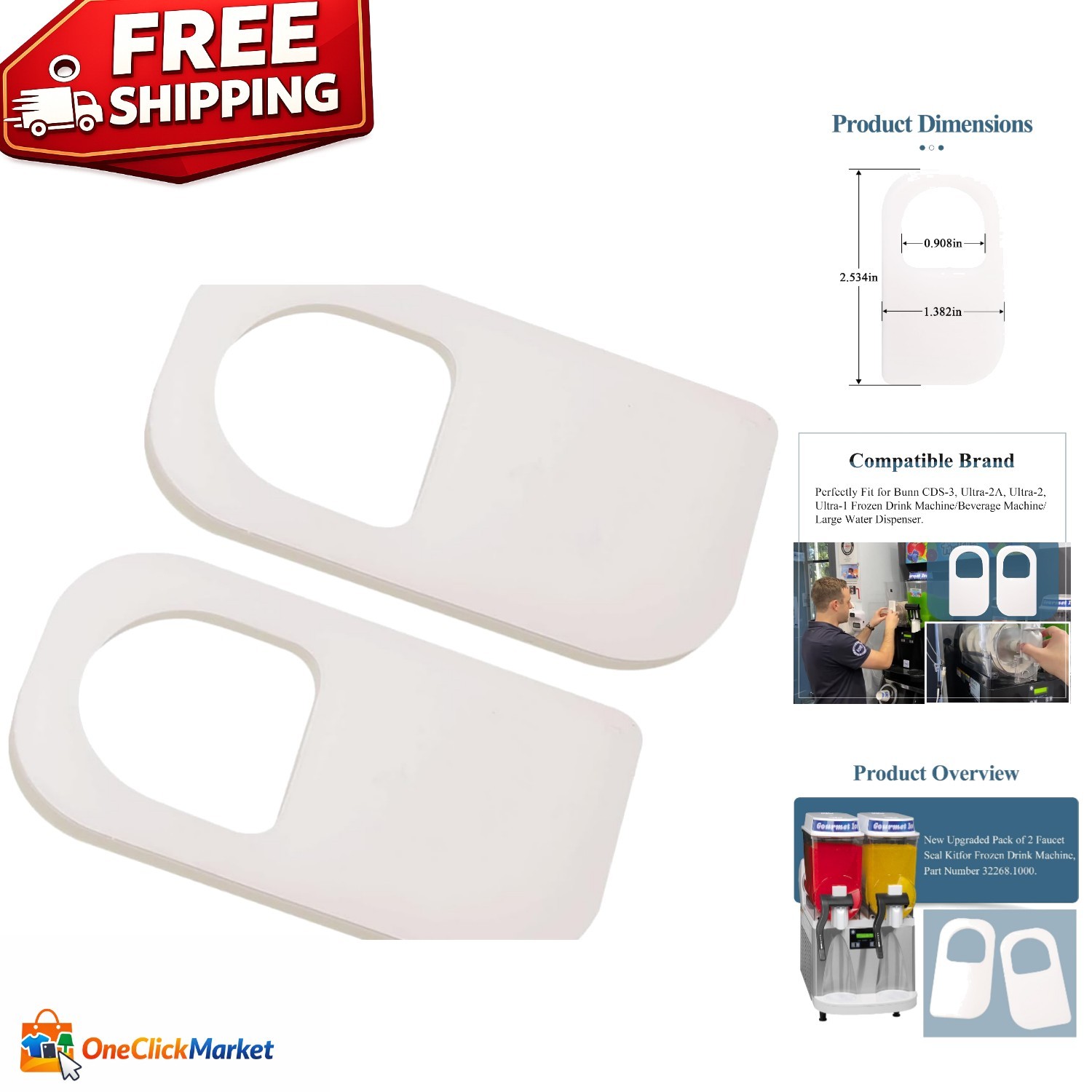 Pack of 2 Durable Faucet Seal Kits for Bunn Frozen Drink Machines 32268.1000