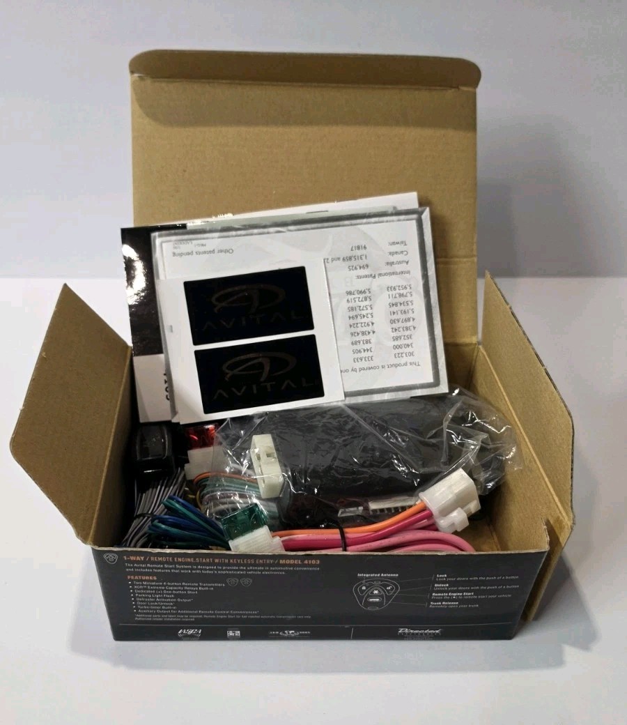 Avital 4103 Remote Start Keyless Entry System 2 Remotes Open Box Complete Kit