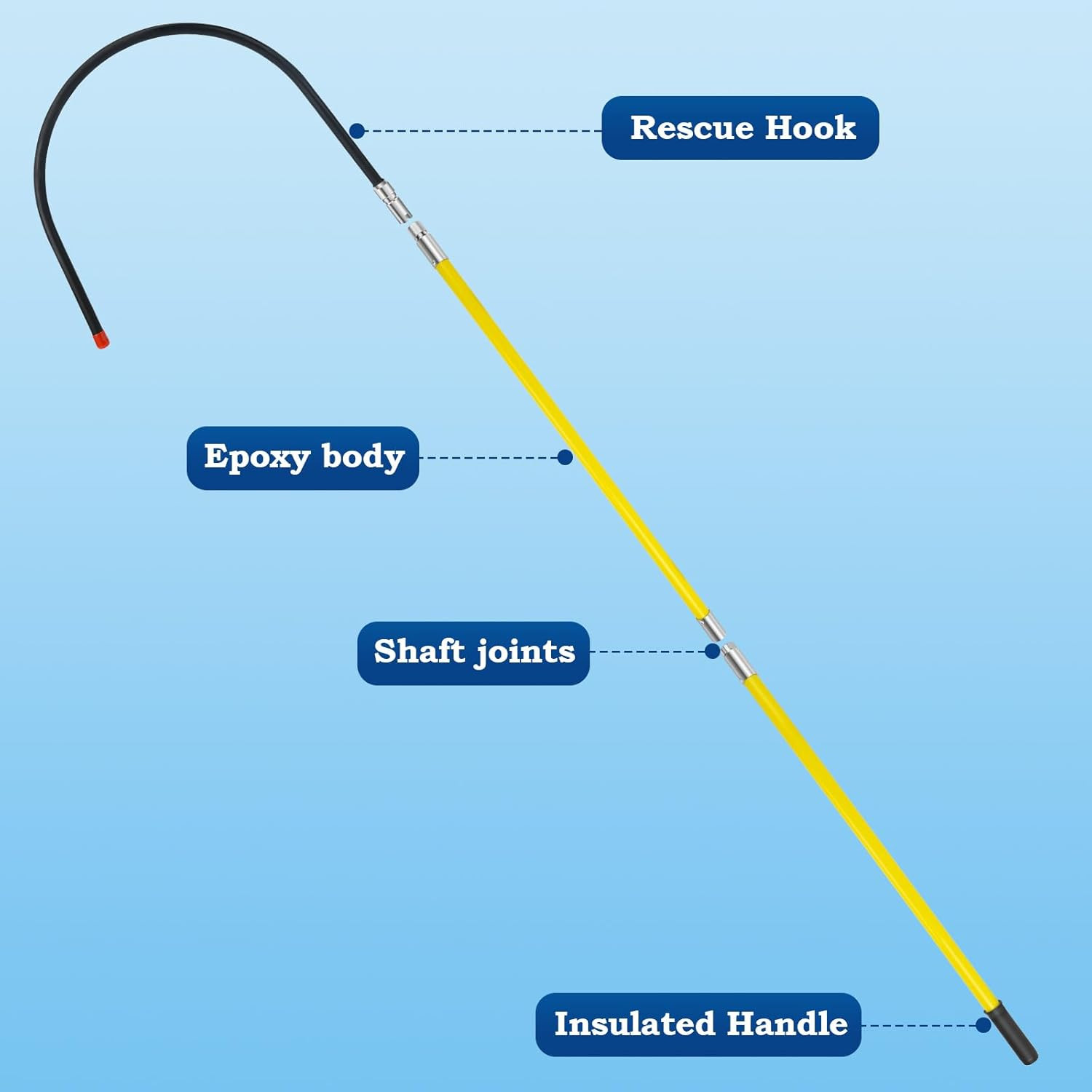 High Voltage Insulated Rescue Hook, 7.6ft Telescopic, Anti-Electrocution
