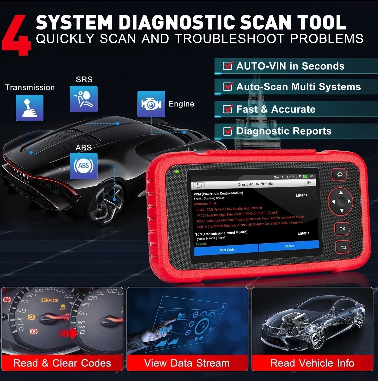 2026 LAUNCH CRP123I V3.0 Elite ABS SRS OBD2 Code Reader Car Diagnostic Scanner