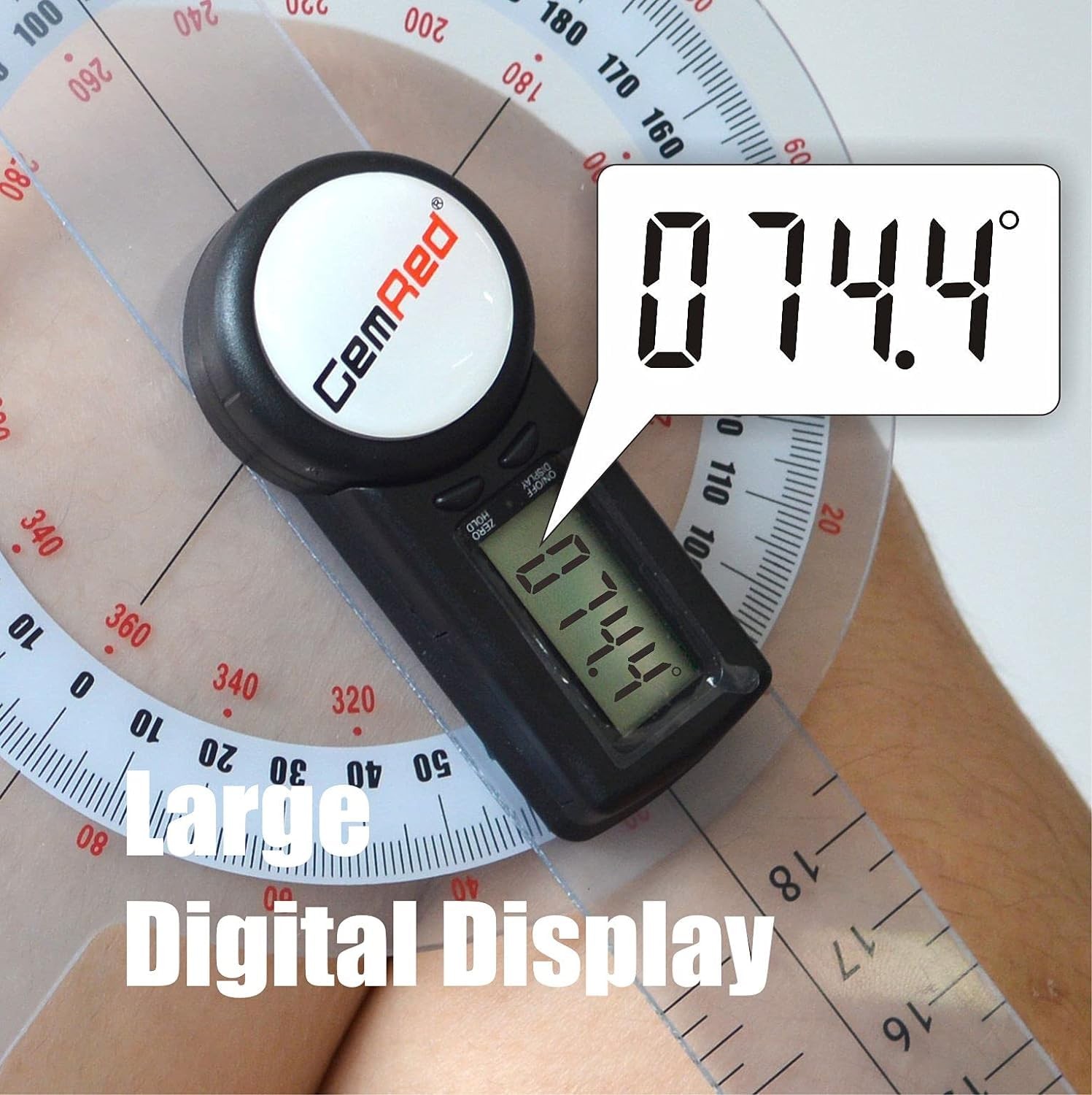 12 Inch Digital Goniometer 360 Degree Physical Therapy Plastic Protractor ROM
