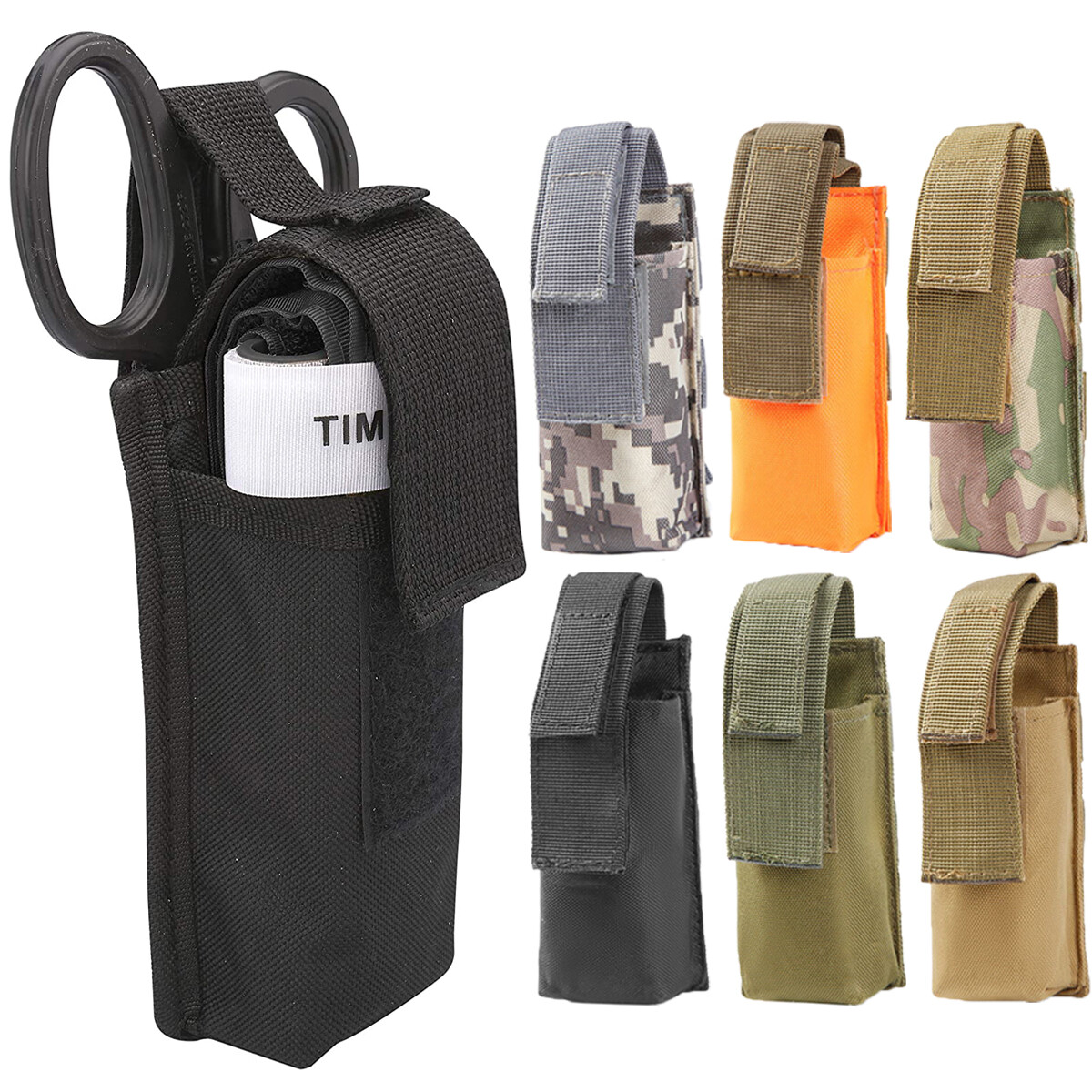 Tactical Medical Shears Pouch Molle Tourniquet Holder EMT Scissor Flashlight Bag