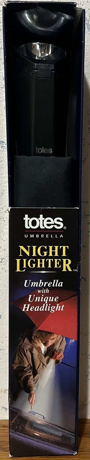 VINTAGE 1997 BLACK TOTES #8235 NIGHTLIGHTER UMBRELLA w LIGHT NEW IN BOX FREE SH