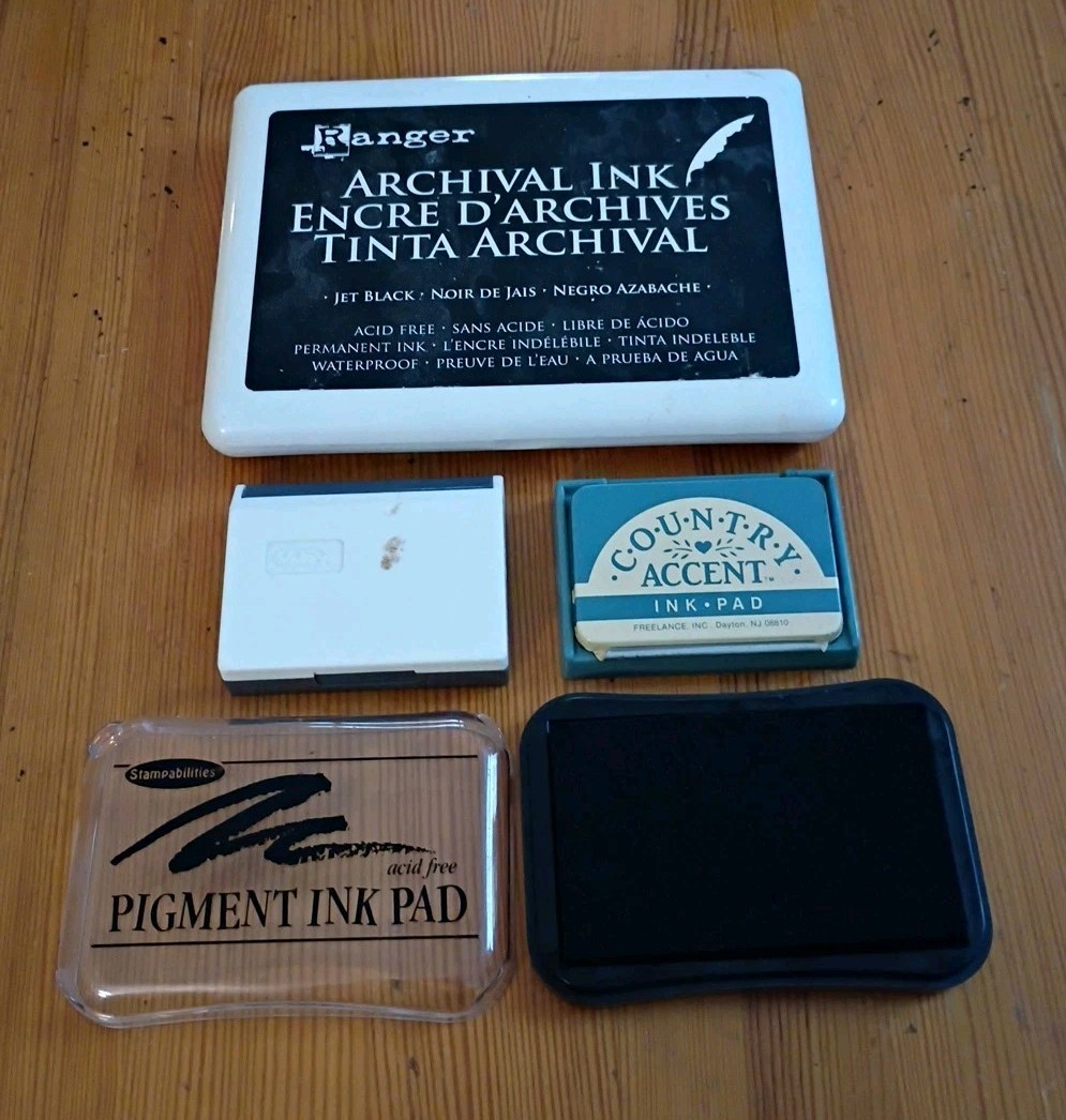 lot of 4 Stamp Ink Pads BLACK Permanent Ink Country Accent Stampabilities Ranger