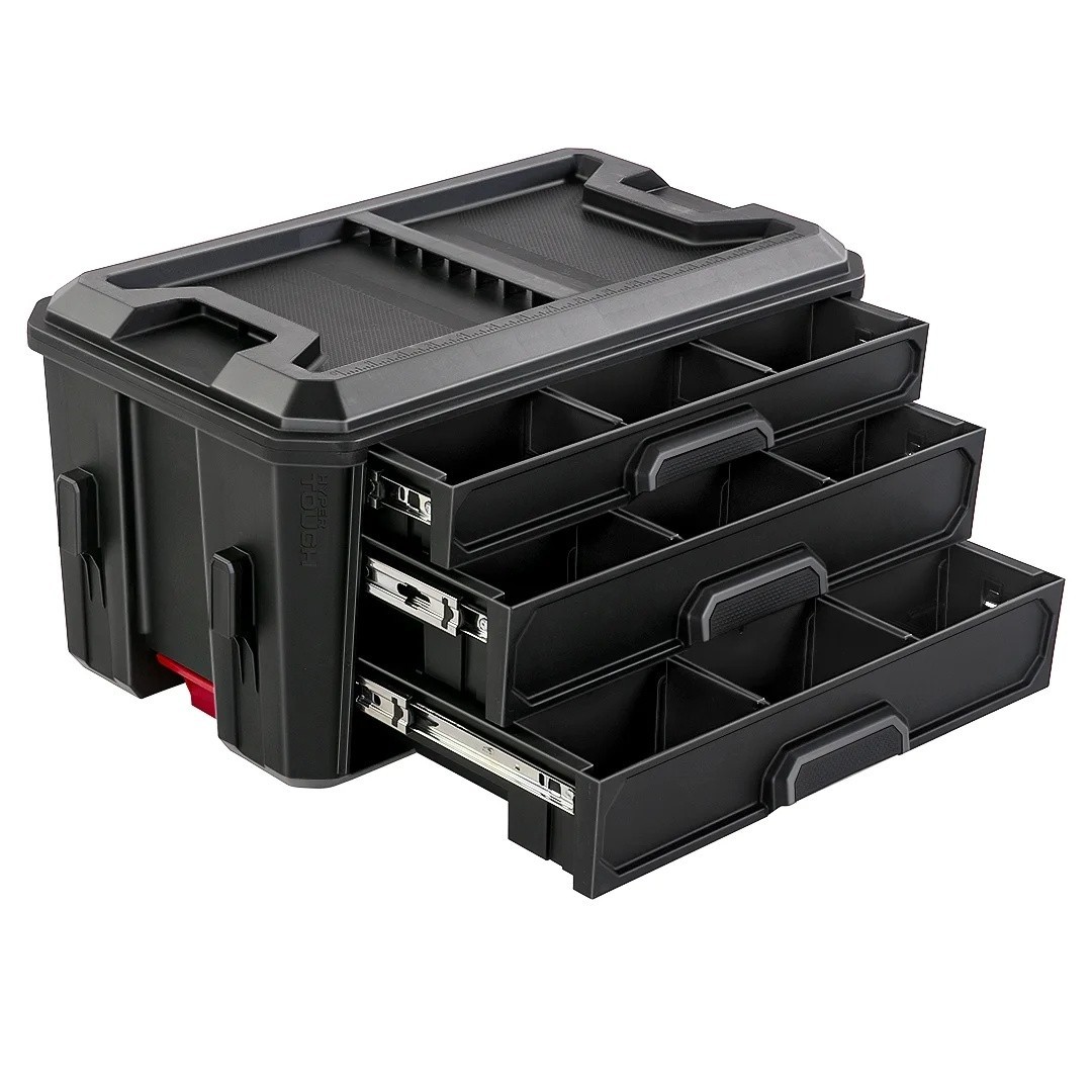 HOT 2026 Hyper Tough Hyper Stack 3 Drawer Tool Storage Box