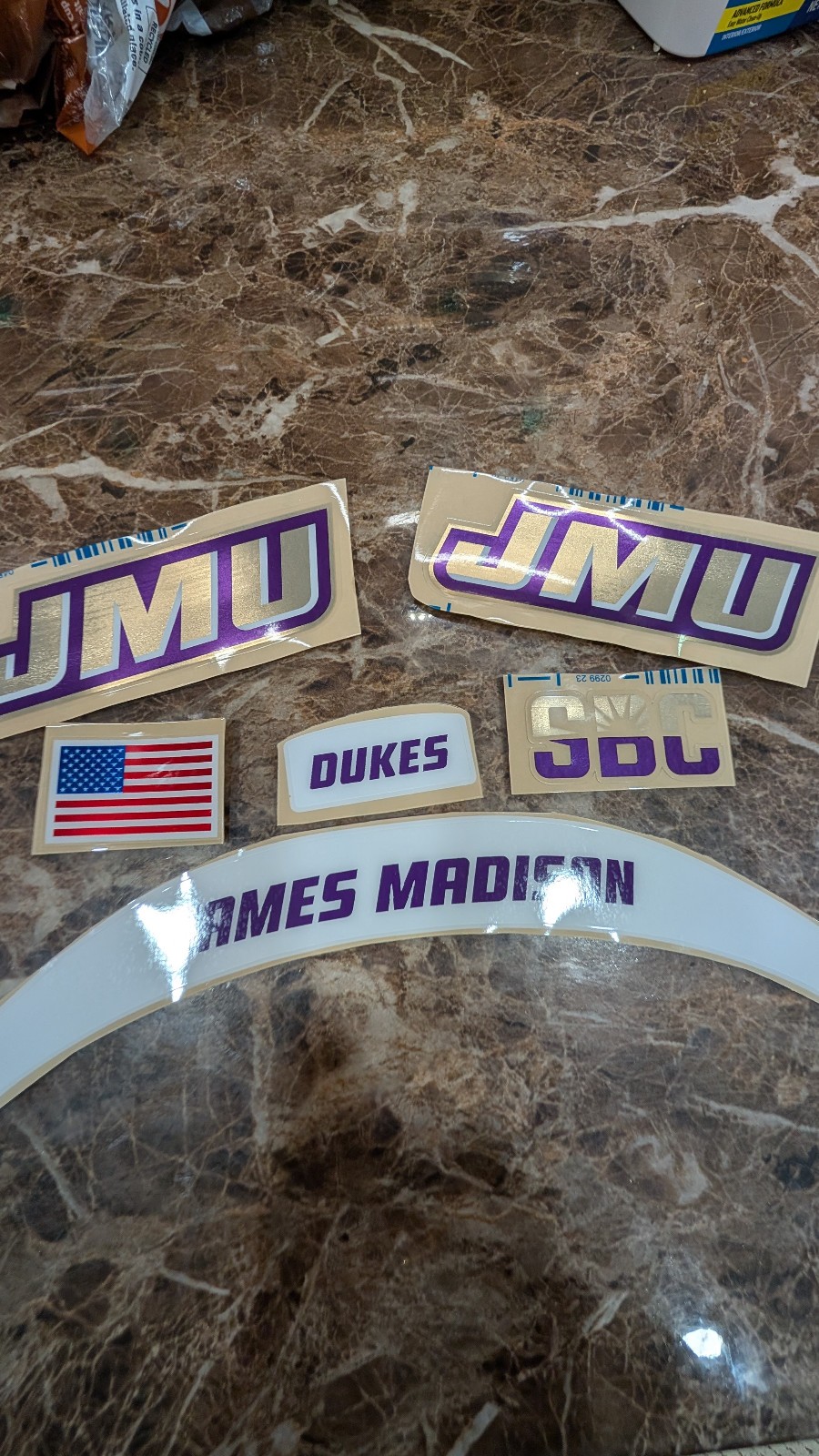 James Madison Dukes chrome Full Size FS Football Helmet Decals