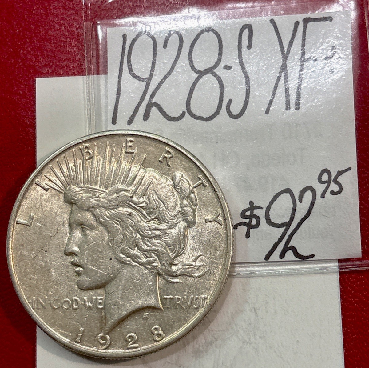 1928-S Silver Peace Dollar (XF+) Extra Fine+ Condition! ENN Coins