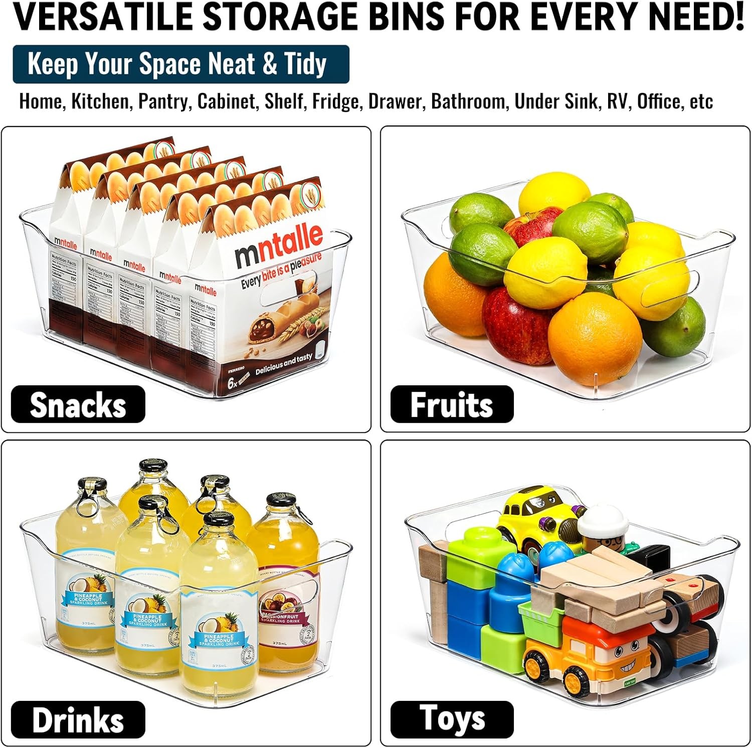 12-Piece Multifunctional Clear Plastic Storage Box Set (Includes Labels)