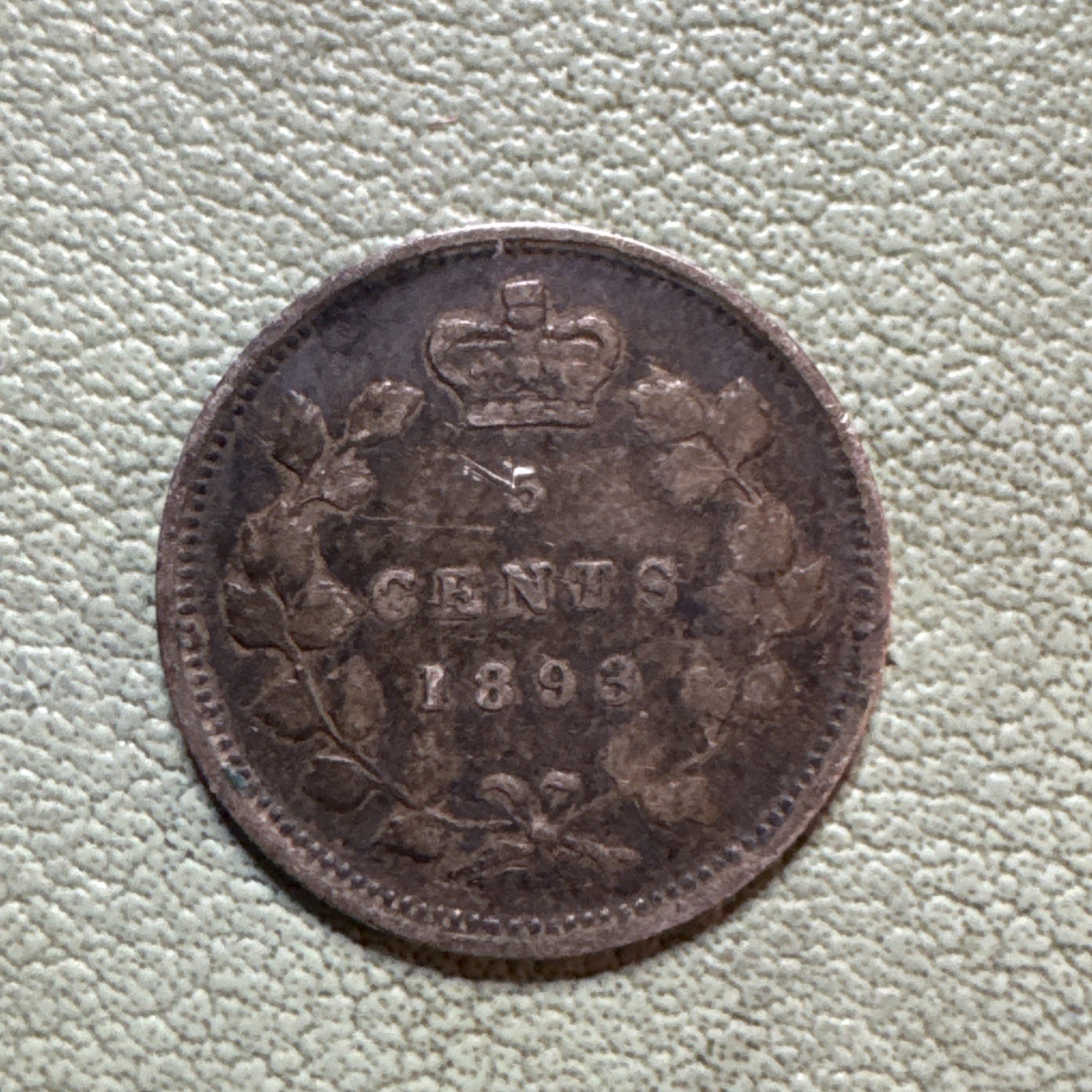 Canada 5 Cents 1893 Silver Coin KM#2 Very Fine