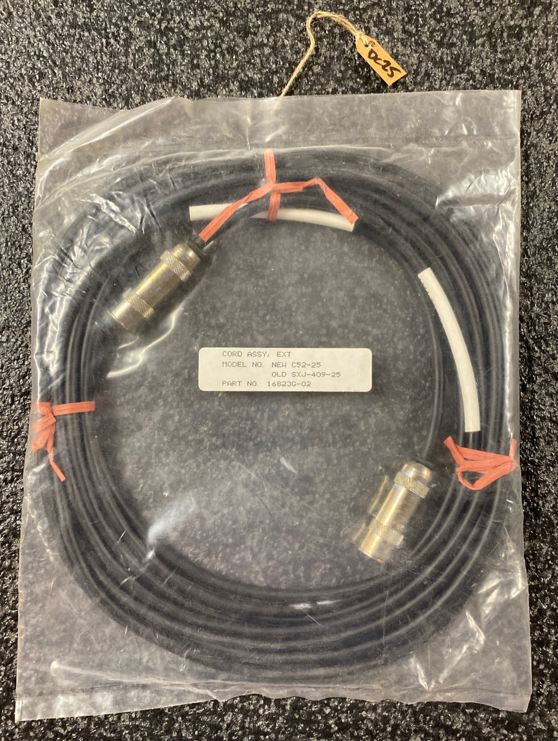 David Clark C52-25 Cord Assembly 25 Foot Part Number 16823G-02