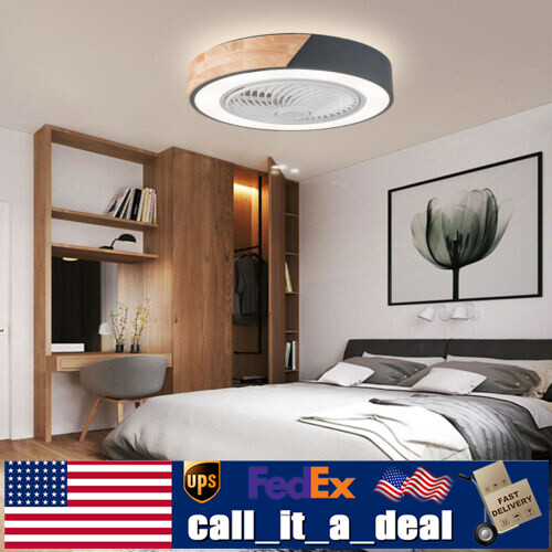 22'' Modern Ceiling Fan with Remote Dimmable LED Light Flush Mount Chandelier~