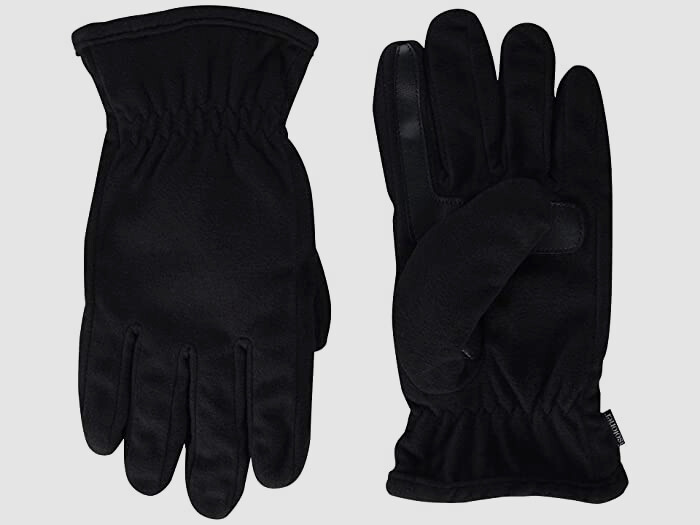 $60 Isotoner Men's Black Touch Screen Fleece-Lined SmartDRI Gloves Size Large