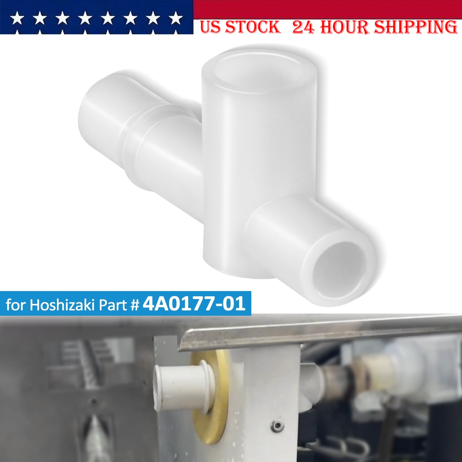 4A0177-01 Sanoprene Tee for Hoshizaki Ice Machine Water Line Connector 439197-01